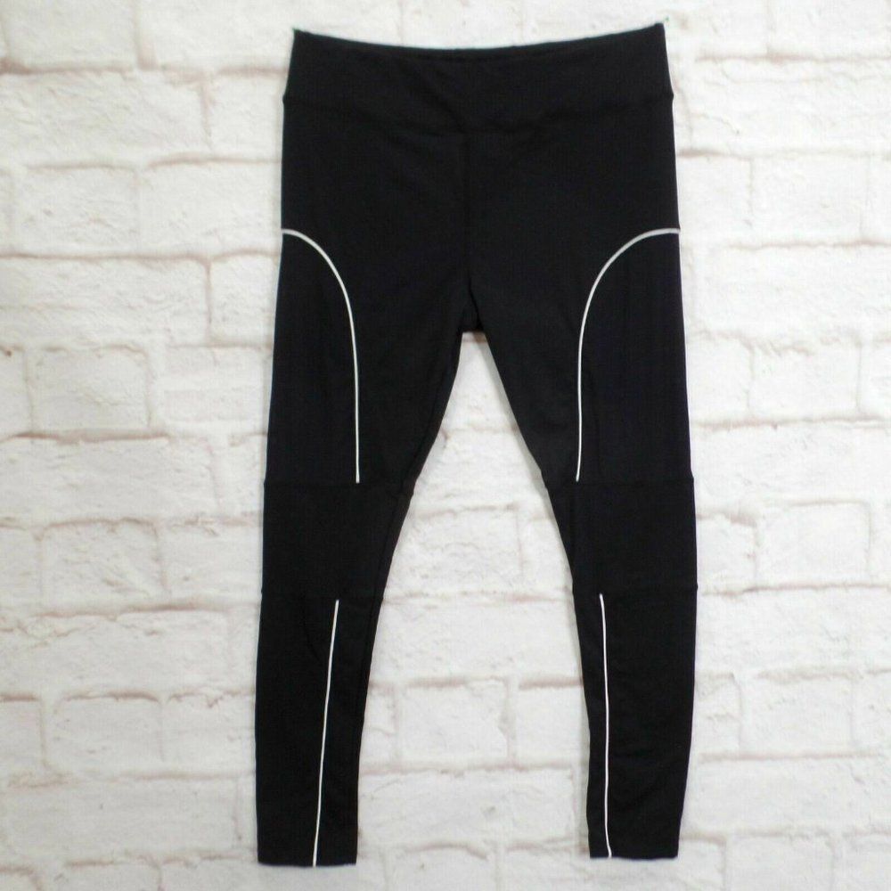Queenie Ke Black Athletic Workout Leggings with Mesh Inserts Size XXL